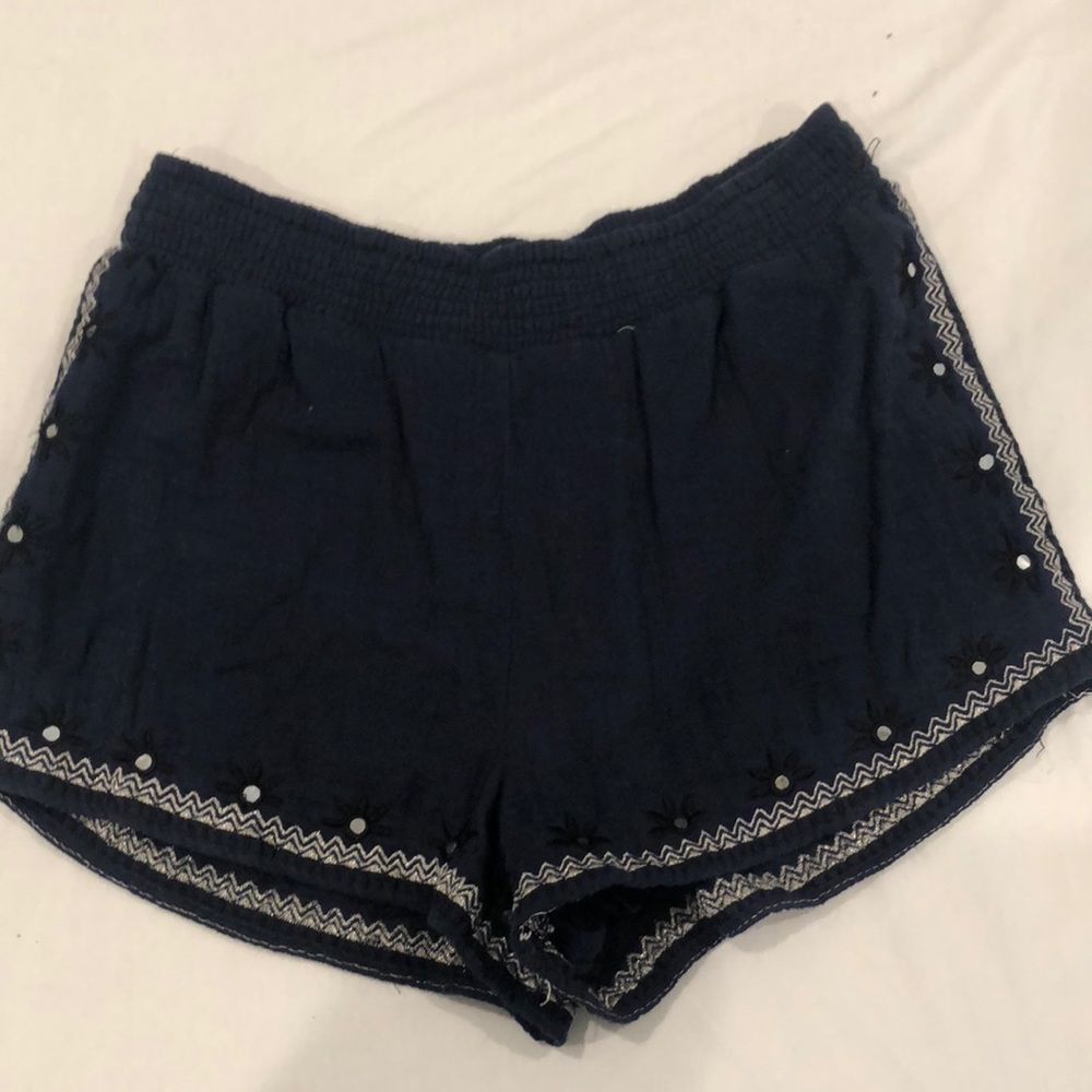 Navy embellished shorts